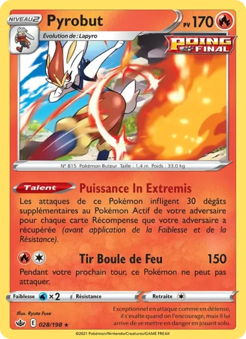 Carte Pokémon Pyrobut 028/198, extension Règne de Glace
