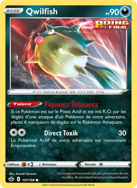 Carte Pokémon Qwilfish 101/198, extension Règne de Glace