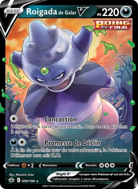 Carte Pokémon Roigada de Galar V 099/198, extension Règne de Glace
