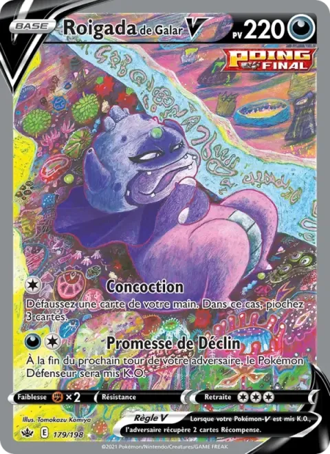 Carte Pokémon Roigada de Galar V 179/198, extension Règne de Glace