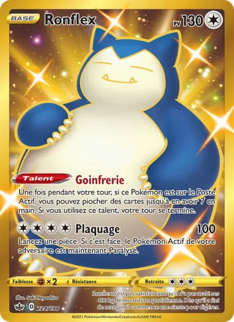 Carte Pokémon Ronflex 224/198, extension Règne de Glace