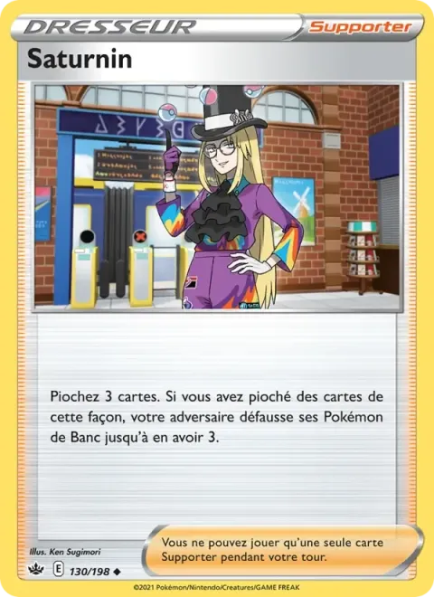 Carte Pokémon Saturnin 130/198, extension Règne de Glace