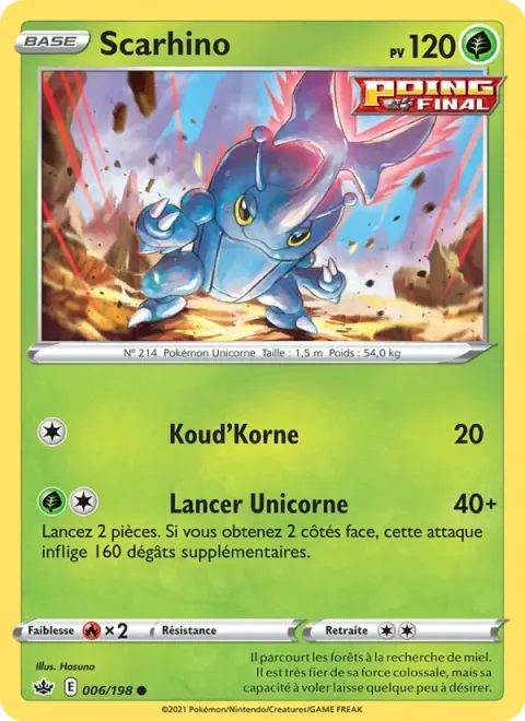 Carte Pokémon Scarhino 006/198, extension Règne de Glace