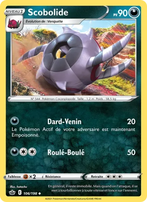 Carte Pokémon Scobolide 106/198, extension Règne de Glace