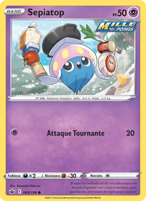 Carte Pokémon Sepiatop 069/198, extension Règne de Glace