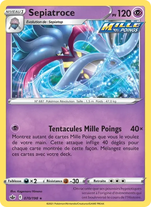 Carte Pokémon Sepiatroce 070/198, extension Règne de Glace
