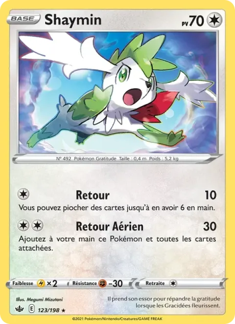 Carte Pokémon Shaymin 123/198, extension Règne de Glace