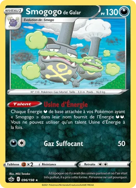 Carte Pokémon Smogogo de Galar 096/198, extension Règne de Glace