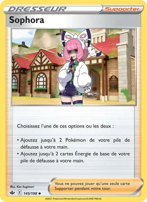 Carte Pokémon Sophora 145/198, extension Règne de Glace