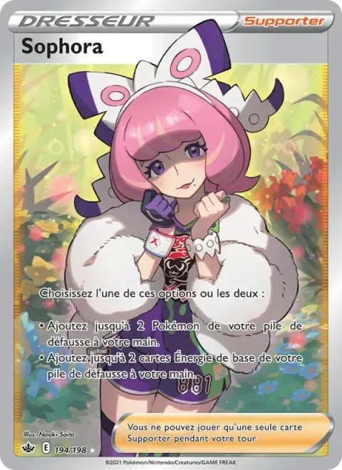 Carte Pokémon Sophora 194/198, extension Règne de Glace