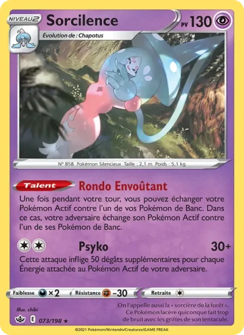 Carte Pokémon Sorcilence 073/198, extension Règne de Glace