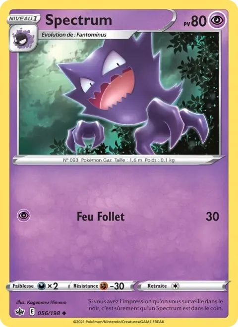 Carte Pokémon Spectrum 056/198, extension Règne de Glace