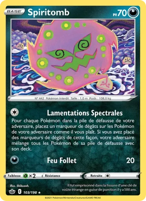 Carte Pokémon Spiritomb 103/198, extension Règne de Glace