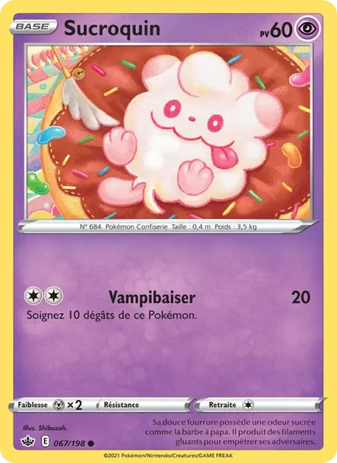 Carte Pokémon Sucroquin 067/198, extension Règne de Glace