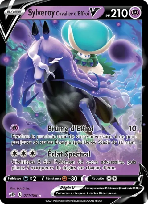 Carte Pokémon Sylveroy Cavalier d’Effroi V 074/198, extension Règne de Glace