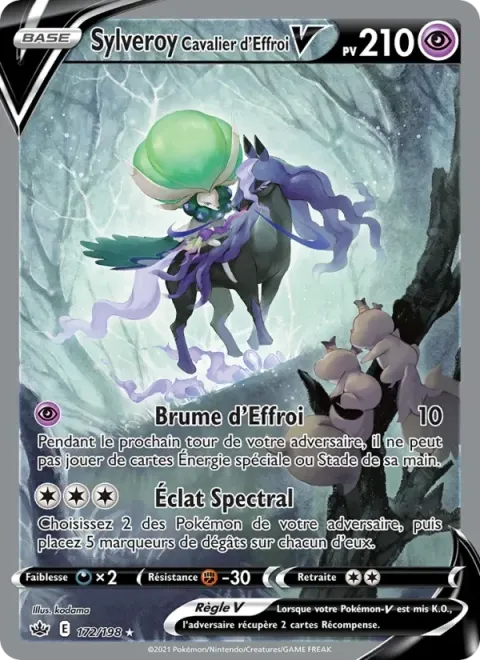 Carte Pokémon Sylveroy Cavalier d’Effroi V 172/198, extension Règne de Glace