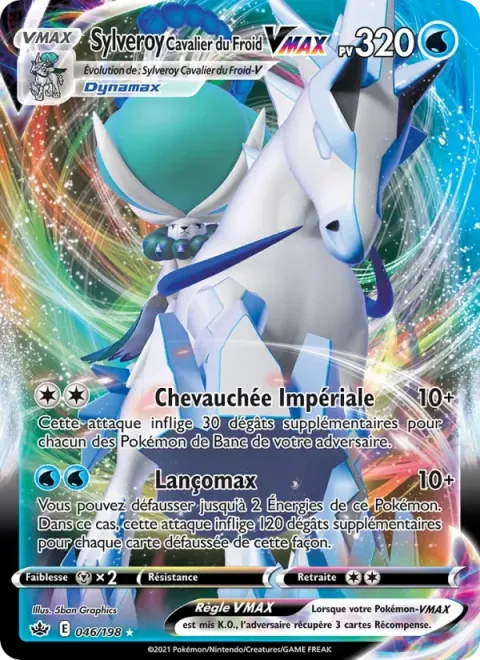 Carte Pokémon Sylveroy Cavalier du Froid VMAX 046/198, extension Règne de Glace