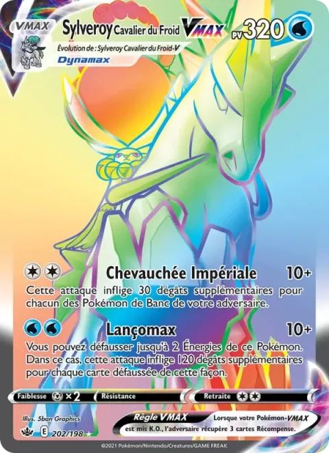 Carte Pokémon Sylveroy Cavalier du Froid VMAX 202/198, extension Règne de Glace