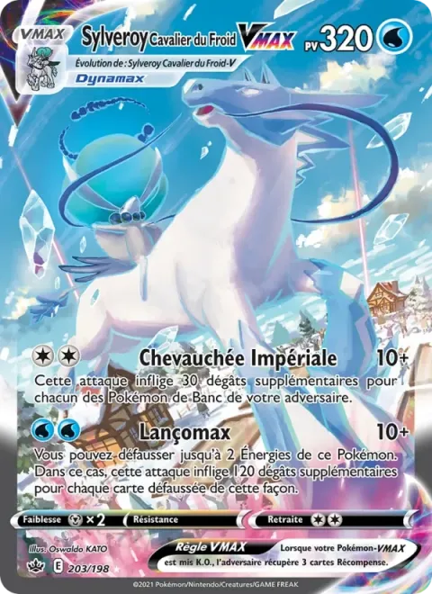 Carte Pokémon Sylveroy Cavalier du Froid VMAX 203/198, extension Règne de Glace