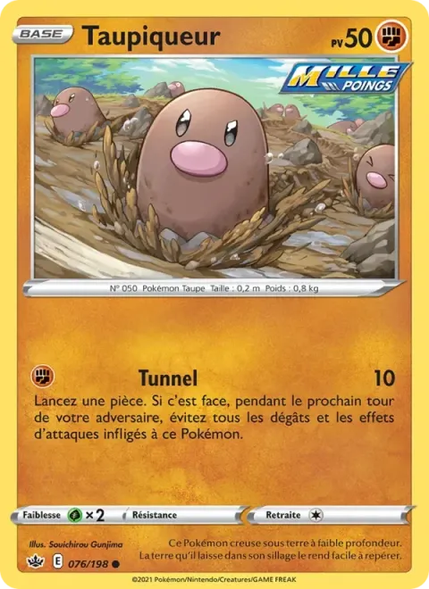 Carte Pokémon Taupiqueur 076/198, extension Règne de Glace