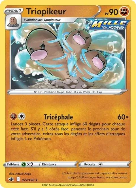 Carte Pokémon Triopikeur 077/198, extension Règne de Glace
