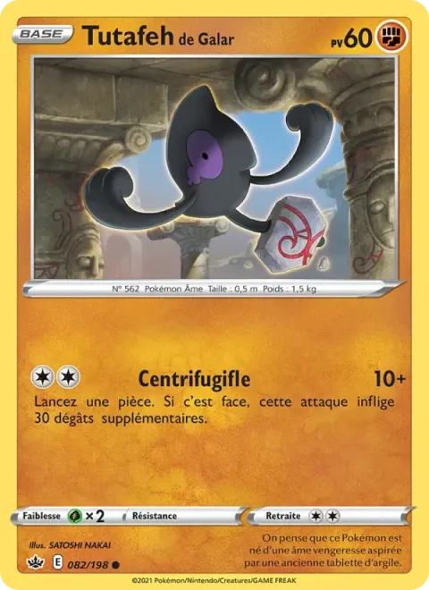 Carte Pokémon Tutafeh de Galar 082/198, extension Règne de Glace