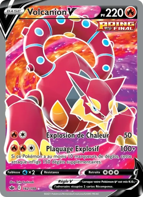Carte Pokémon Volcanion V 162/198, extension Règne de Glace