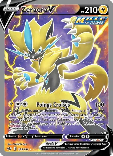 Carte Pokémon Zeraora V 165/198, extension Règne de Glace