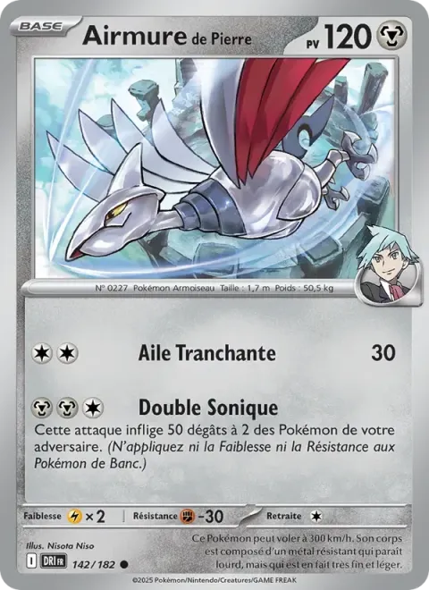 Carte Pokémon Airmure de Pierre 142/182, extension Rivalités Destinées