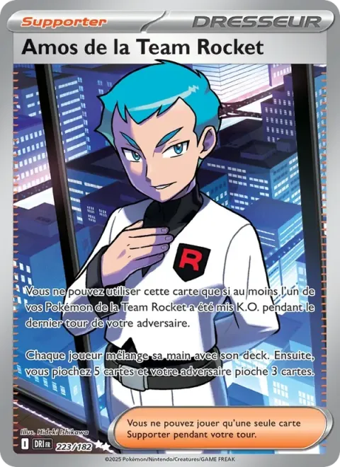 Carte Pokémon Amos de la Team Rocket 223/182, extension Rivalités Destinées