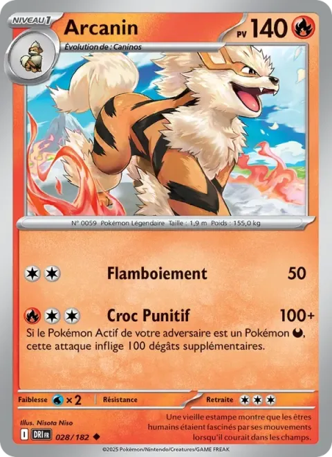 Carte Pokémon Arcanin 028/182, extension Rivalités Destinées