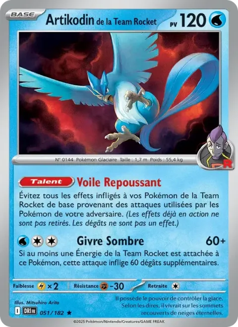 Carte Pokémon Artikodin de la Team Rocket 051/182, extension Rivalités Destinées