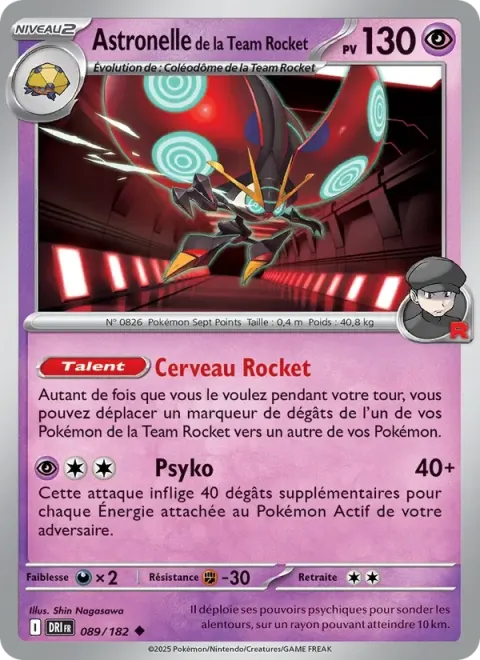 Carte Pokémon Astronelle de la Team Rocket 089/182, extension Rivalités Destinées