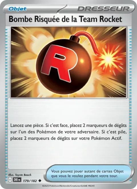 Carte Pokémon Bombe Risquée de la Team Rocket 179/182, extension Rivalités Destinées