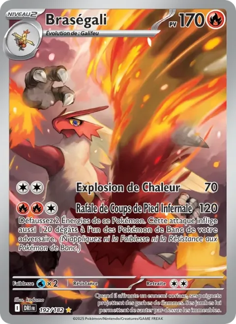 Carte Pokémon Braségali 192/182, extension Rivalités Destinées
