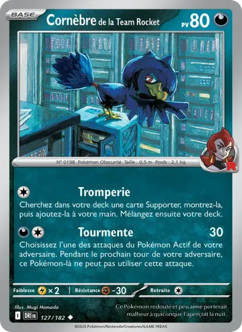 Carte Pokémon Cornèbre de la Team Rocket 127/182, extension Rivalités Destinées