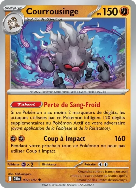 Carte Pokémon Courrousinge 092/182, extension Rivalités Destinées
