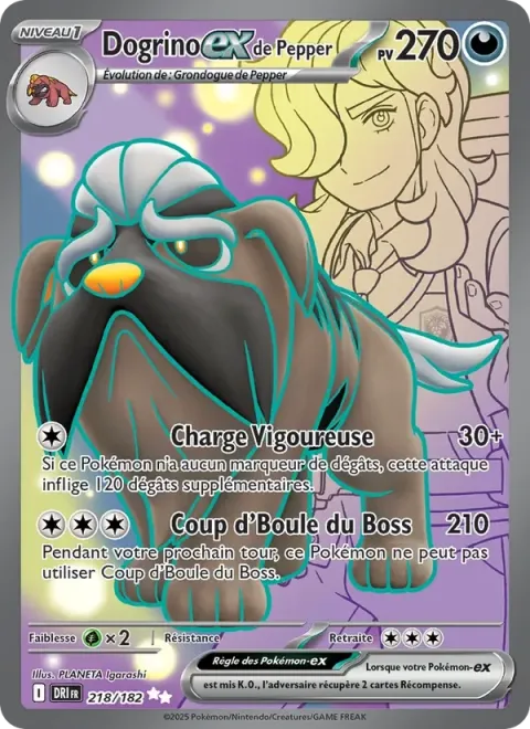 Carte Pokémon Dogrino-ex de Pepper 218/182, extension Rivalités Destinées