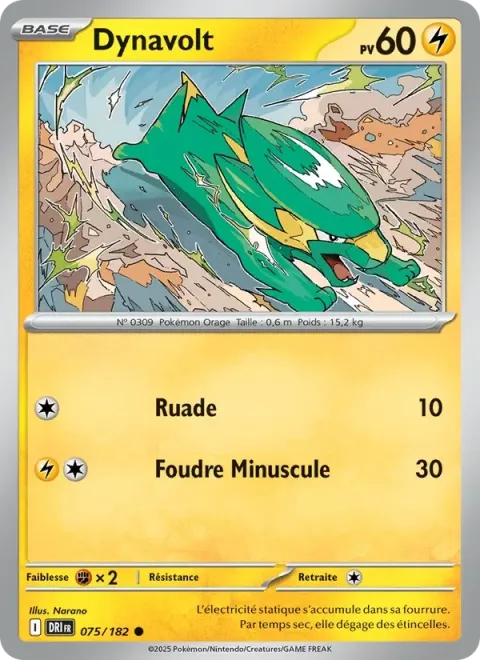 Carte Pokémon Dynavolt 075/182, extension Rivalités Destinées
