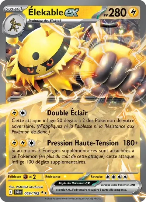 Carte Pokémon Élekable-ex 069/182, extension Rivalités Destinées