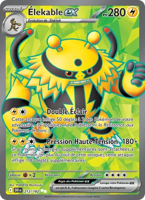 Carte Pokémon Élekable-ex 212/182, extension Rivalités Destinées
