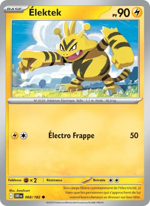 Carte Pokémon Élektek 068/182, extension Rivalités Destinées