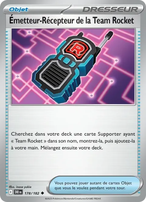 Carte Pokémon Émetteur-Récepteur de la Team Rocket 178/182, extension Rivalités Destinées