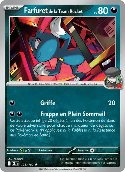 Carte Pokémon Farfuret de la Team Rocket 128/182, extension Rivalités Destinées