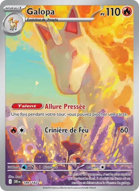 Carte Pokémon Galopa 189/182, extension Rivalités Destinées