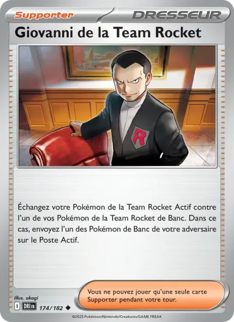 Carte Pokémon Giovanni de la Team Rocket 174/182, extension Rivalités Destinées