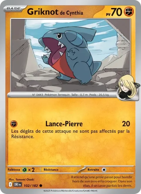 Carte Pokémon Griknot de Cynthia 102/182, extension Rivalités Destinées