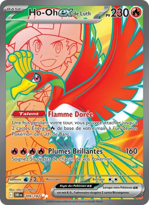 Carte Pokémon Ho-Oh-ex de Luth 209/182, extension Rivalités Destinées