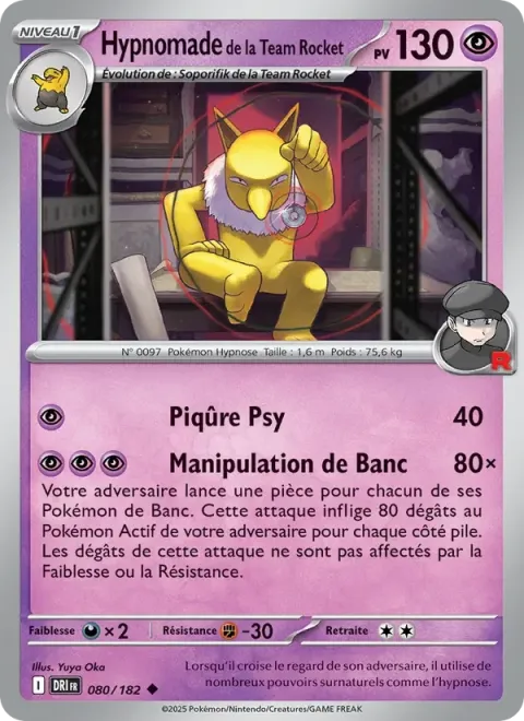 Carte Pokémon Hypnomade de la Team Rocket 080/182, extension Rivalités Destinées