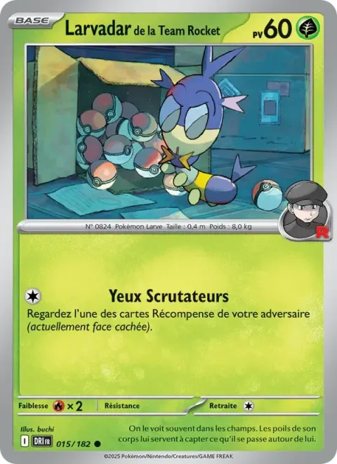 Carte Pokémon Larvadar de la Team Rocket 015/182, extension Rivalités Destinées
